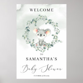 Poster Cute koala boho verde eucalipto sinal de boas-vind