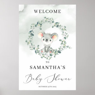 Poster Cute koala boho verde eucalipto sinal de boas-vind