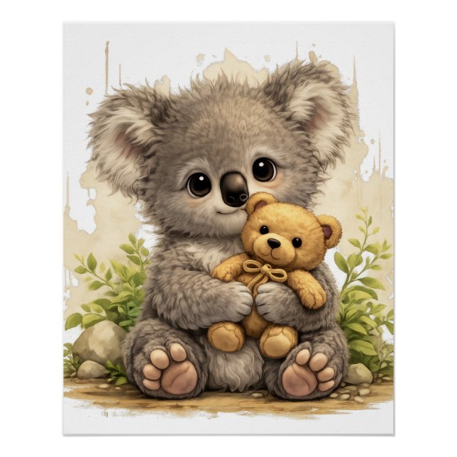Pôster Cute Koala Teddy Poster Kawaii Animal (Frente)
