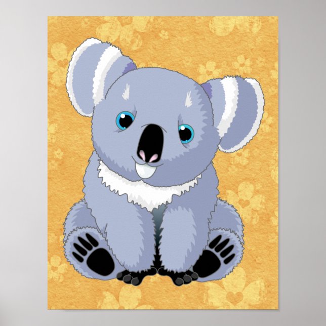 Poster Cute Koala with Floral Background (Frente)