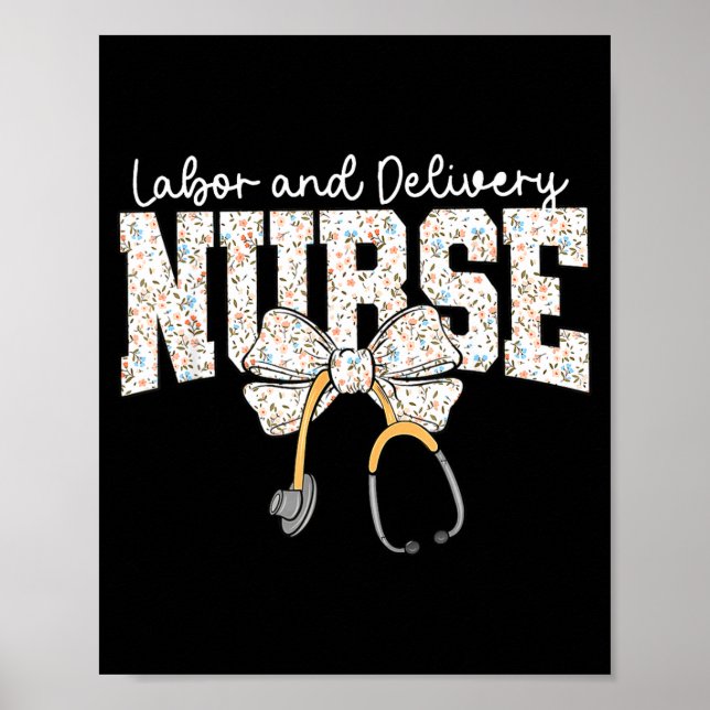 Poster Cute Labor And Delivery Nurse Stethoscope Coquette (Frente)