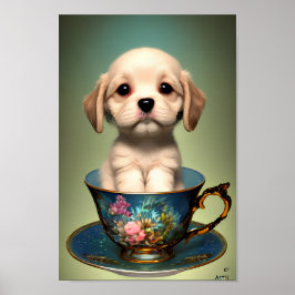 Poster Cute Labrador Puppy em um Teacup