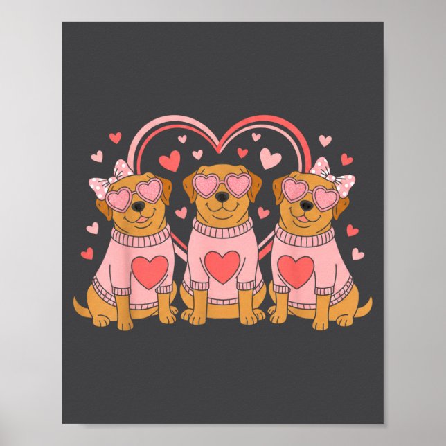 Poster Cute Labrador Valentines Heart Dog Lover Men Women (Frente)