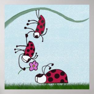 Poster Cute Ladybug Professando Sua Pintura De Amor