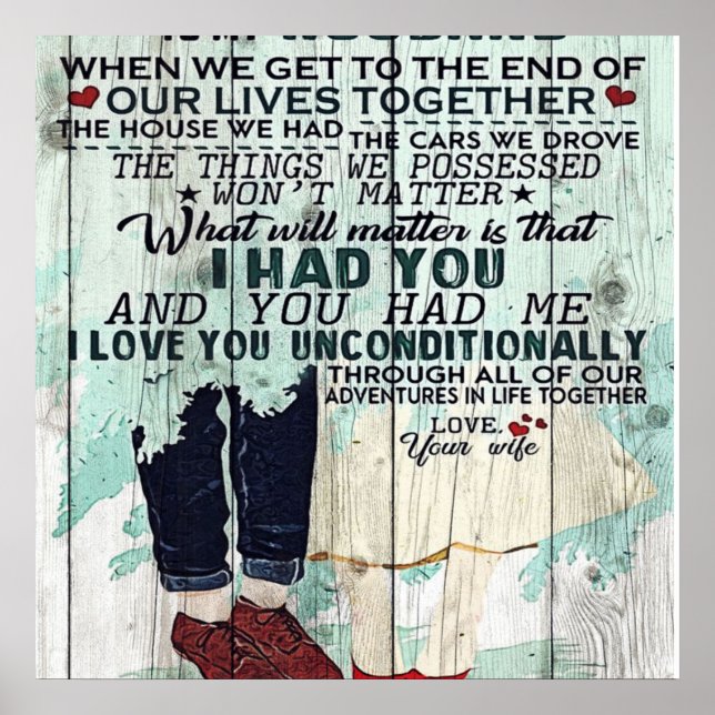 Poster Cute Letter To Husband | Cool Design Gift | (Frente)