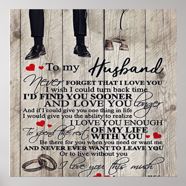 Poster Cute Letter To Husband | Lovely Gift (Frente)
