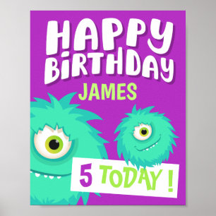 Poster Cute Little Monster Purple