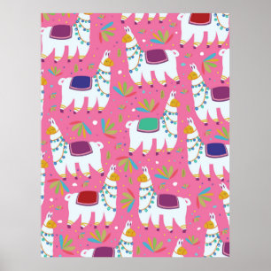 Poster Cute Llama Pattern