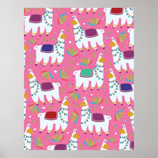 Poster Cute Llama Pattern (Frente)