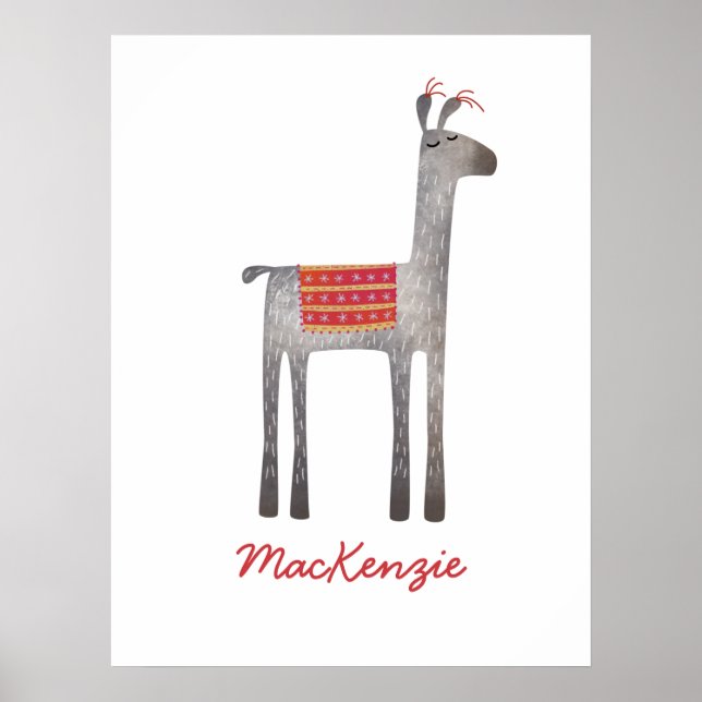Poster Cute Llama Personalizado (Frente)