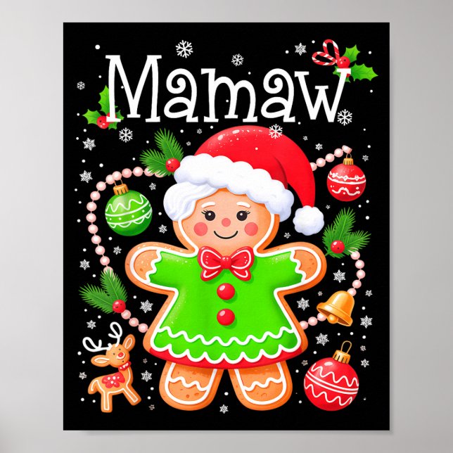 Poster Cute Mamaw Gingerbread Family Matching Christmas C (Frente)