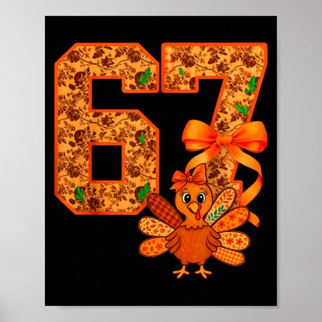 Poster Cute Meme 67 Coquette Bow Turkey Thanksgiving Aest (Frente)