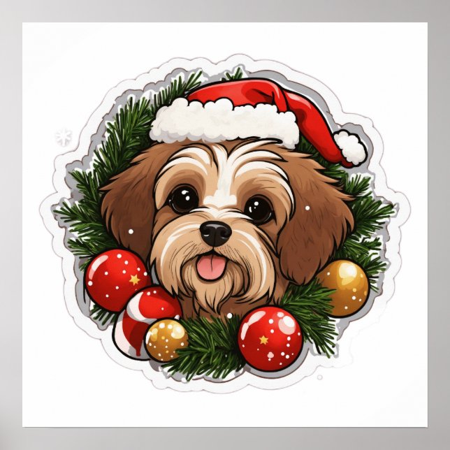 Poster Cute Merry Christmas Dog PNG | Festive Holiday Pet (Frente)