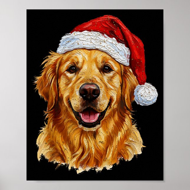 Poster Cute Merry Christmas Golden Retriever Dog Christma (Frente)