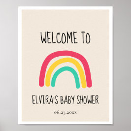 Poster Cute modern rainbow Baby shower welcome