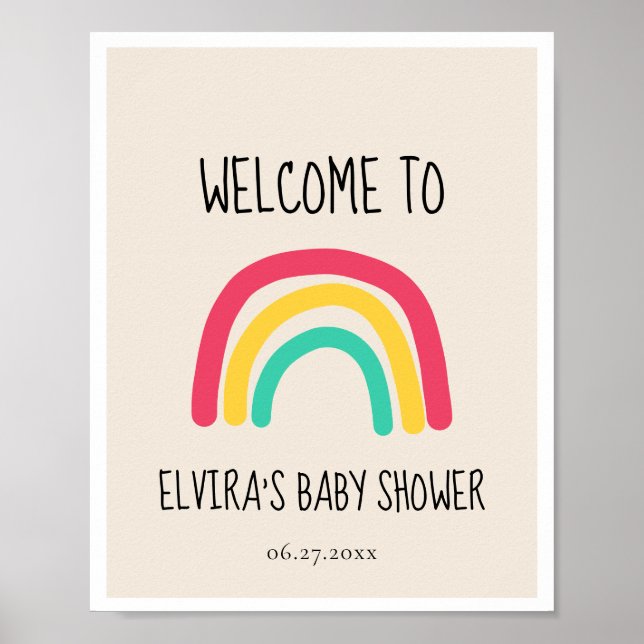 Poster Cute modern rainbow Baby shower welcome (Frente)
