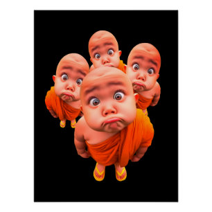 Pôster Cute monge jovem Minimalista Robe laranja