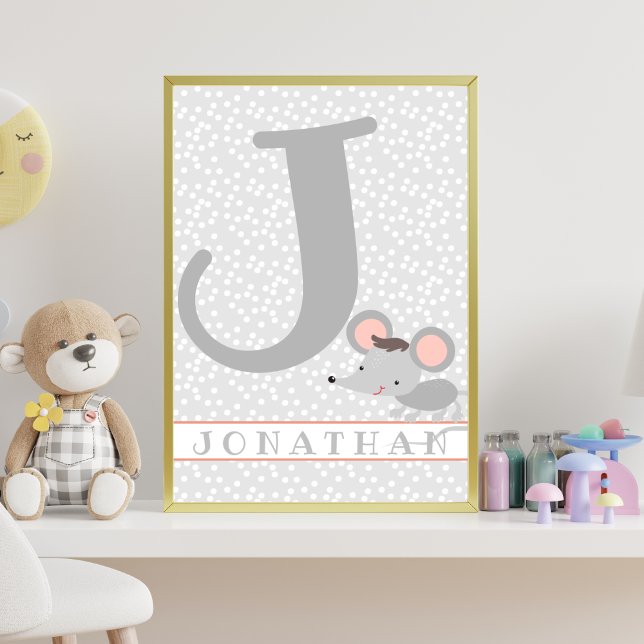 Poster Cute Mouse & Bolinhas Berçário Personalizado para  (Criador carregado)