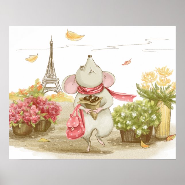 Poster Cute mouse in Paris (Frente)