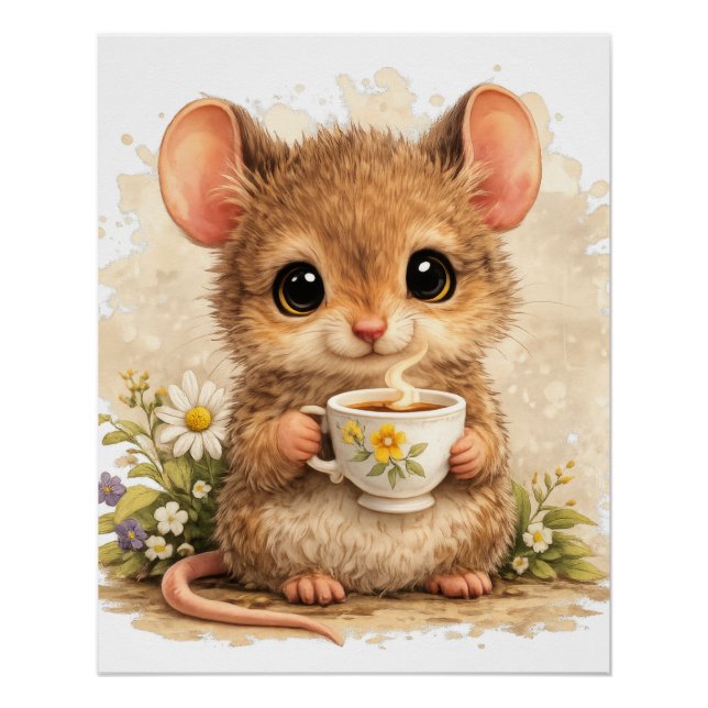 Pôster Cute Mouse Tea Poster Kawaii Animal (Frente)