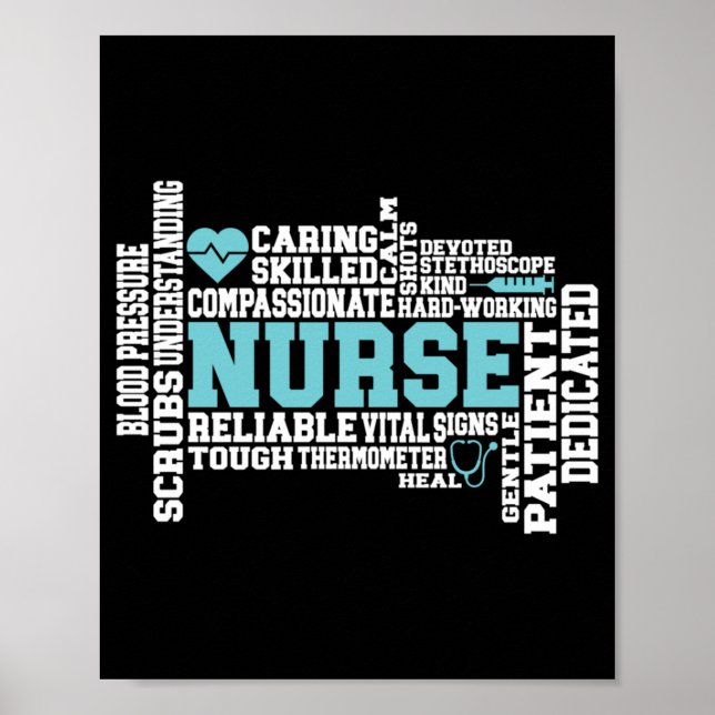 Poster Cute Nurse RN LVN Nursing School Medical (Frente)