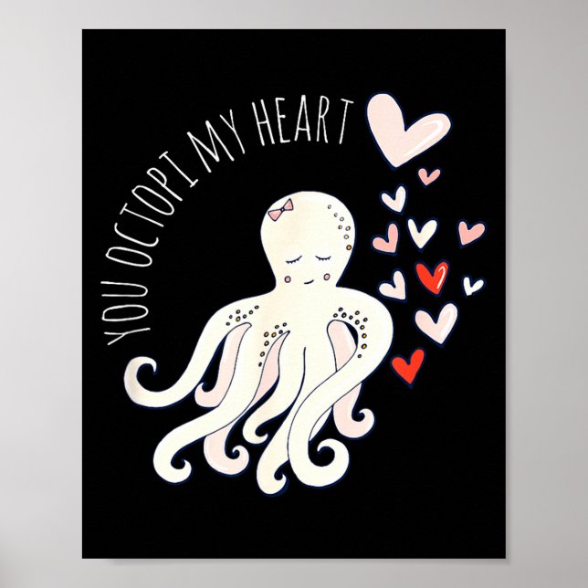 Poster Cute Octopus, You Octo My Heart, Valentine  (Frente)