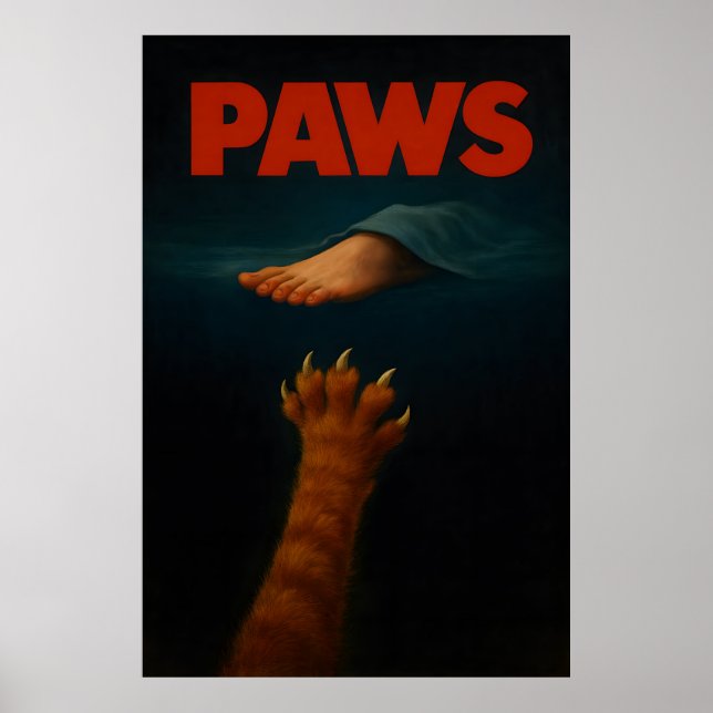 Poster Cute Orange Tabby vs Human Foot (Frente)