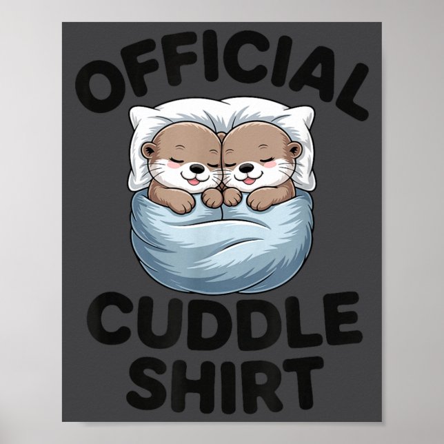Poster Cute Otter Couple Cozy Cuddle  (Frente)