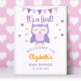 Poster Cute Owl Baby Shower Invitation – 'It's aGirl'