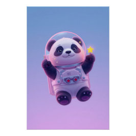Pôster Cute Panda Astronaut Kids Wall Art – Funny Space 