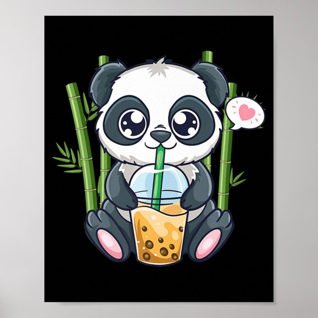 Poster Cute Panda Kawaii Anime Otaku Japonês Bubble Boba (Frente)