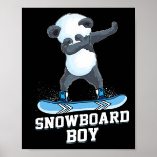 Poster Cute Panda Snowboard Dabbing Panda Snowb