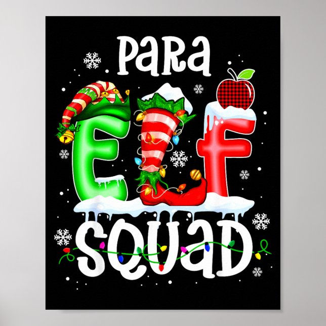 Poster Cute Para Elf Squad Funny Christmas Elf Kids Teach (Frente)