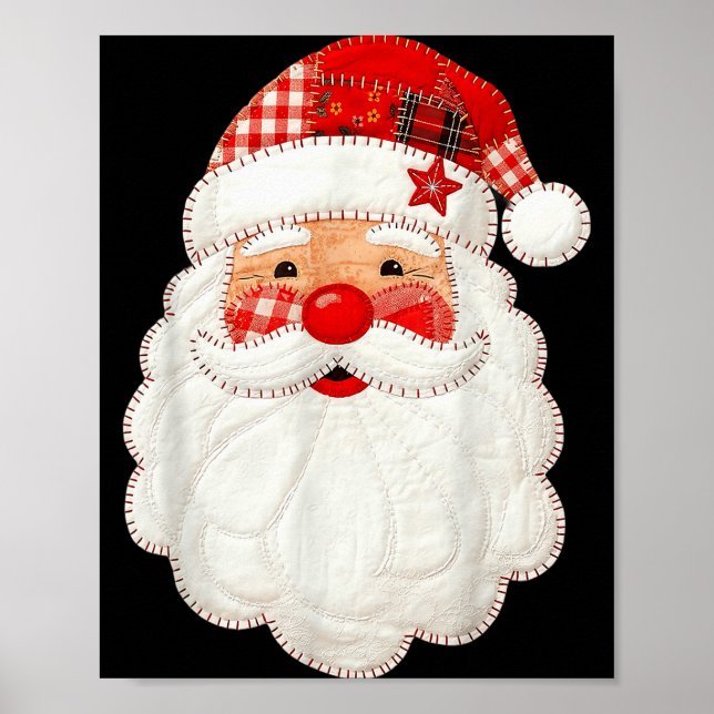 Poster Cute Patchwork Santa Claus Christmas Xmas Men Wome (Frente)