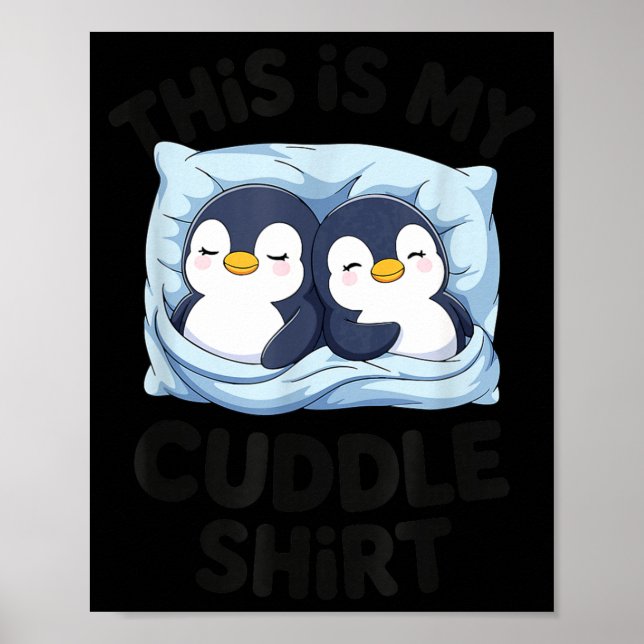 Poster Cute Penguin Cuddle Cozy Sleep Matching Couple  (Frente)