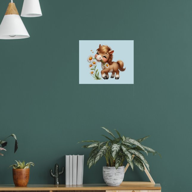 Poster Cute Pony Eating Daisies (Sala de Estar 1)