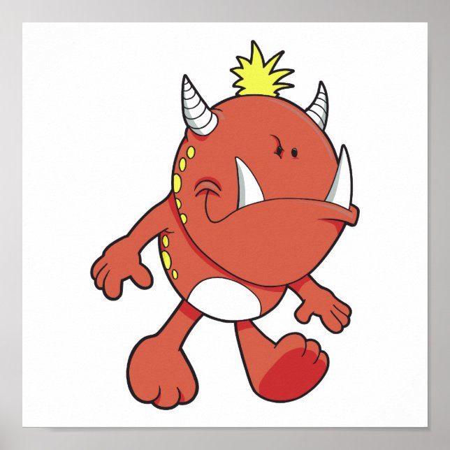 Poster cute pouting fire fang monster (Frente)