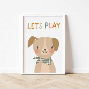 Poster Cute Puppy Deixa Brincar Crianças