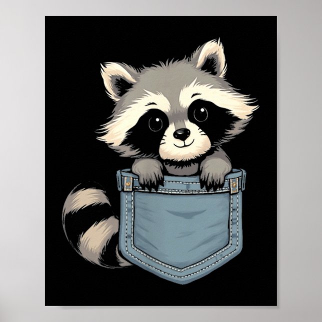 Poster Cute Raccoon Cket Funny For Mens Womens Kids Racco (Frente)