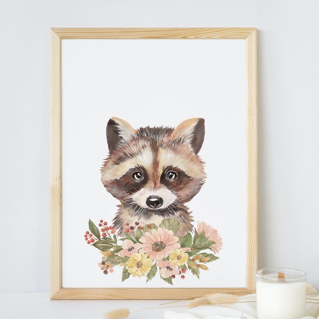 Poster Cute Raccoon Nursery Wall Art Décor, Baby Gift (Criador carregado)