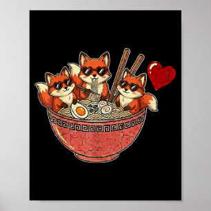 Poster Cute ramen de raposa japonesa anime dia dos namora