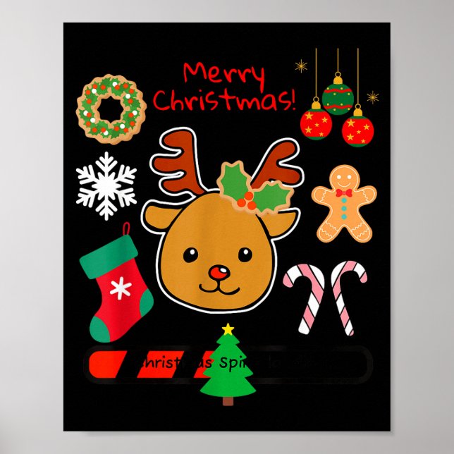 Poster Cute Reindeer Christmas Cartoon Holiday Festive Ar (Frente)