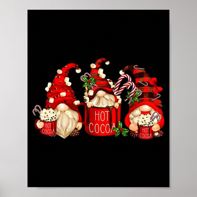 Poster Cute Retro Chocolate Hot Cocoa Mug Funny Gnomes Ch (Frente)