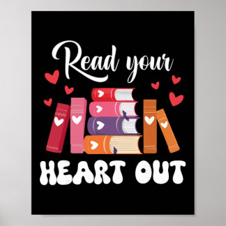 Poster Cute Retro Reading Book Reader Women Valentine _1 