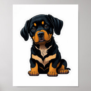 Poster Cute Rottweiler - Presentes para Proprietários de 