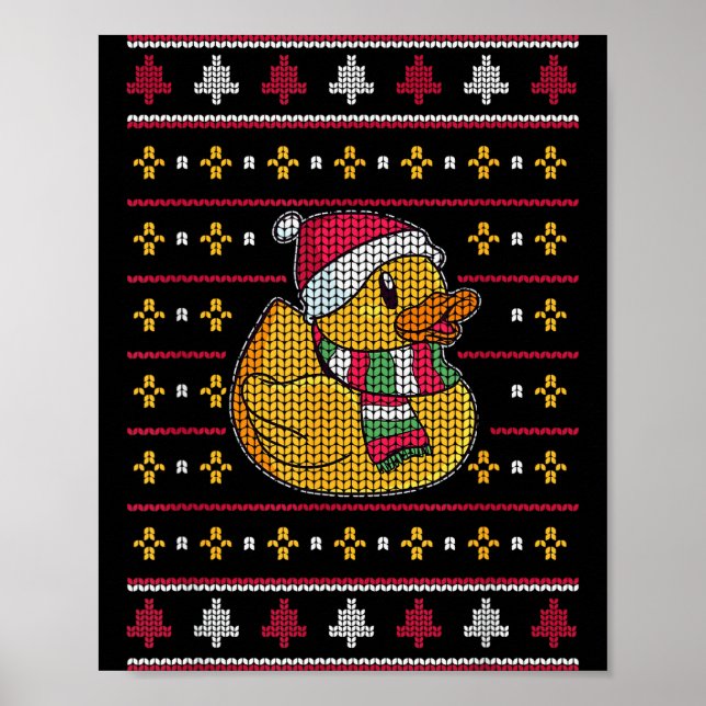 Poster Cute Rubber Duckie Duck Christmas Santa Clause  (Frente)