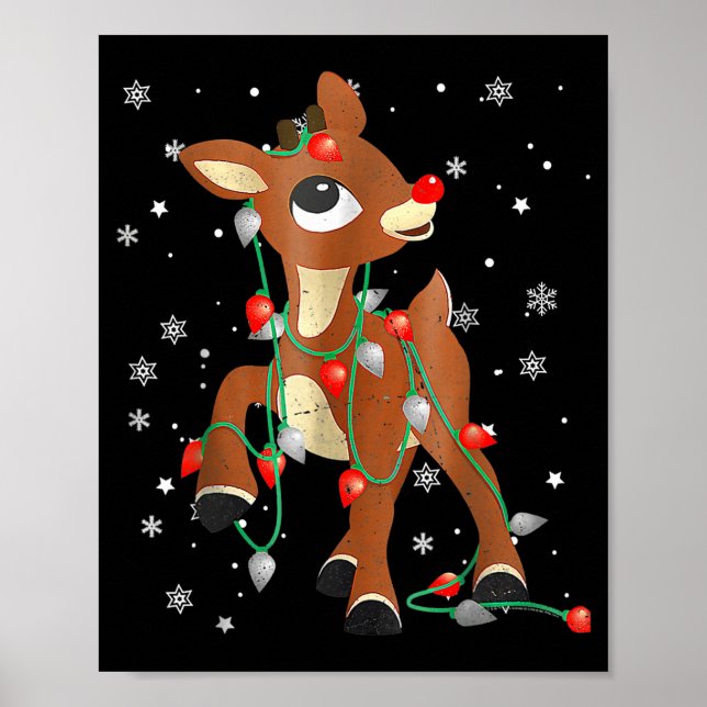 Poster Cute Rudolph The Red Nose Reindeer For Kids Christ (Frente)