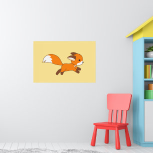 Pôster Cute Running Fox