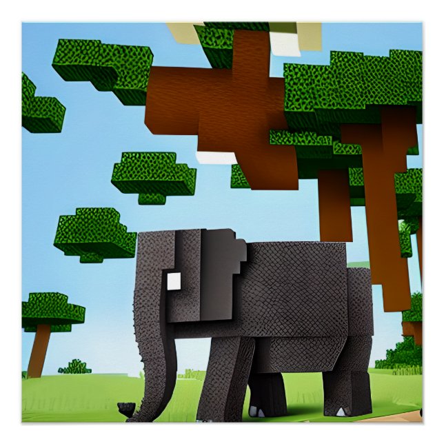 Pôster Cute Safari Elephant Pixel Art (Frente)