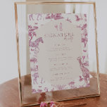 Poster Cute Safari Toile de Jouy | Bebida rosa com Chá de<br><div class="desc">Adicione sua escolha de personalização. A cor de fundo também pode ser personalizada. Adicione seu texto personalizado a este design usando as caixas "Editar este modelo design" no lado direito do item ou clique no botão azul "Personalizá-lo" para organizar o texto, alterar as fontes e as cores e também para...</div>